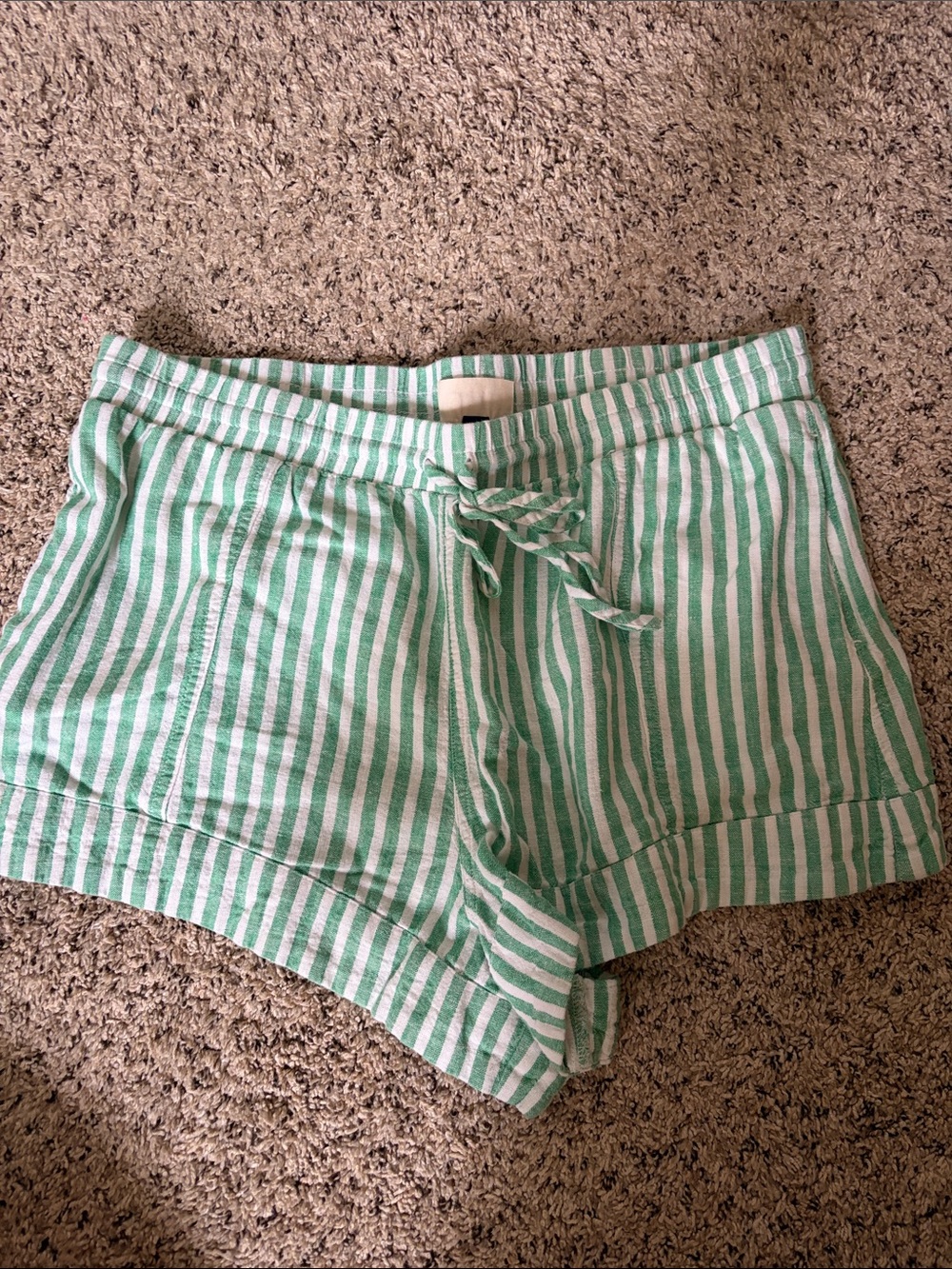 Striped Green and White Women's Lounge Shorts